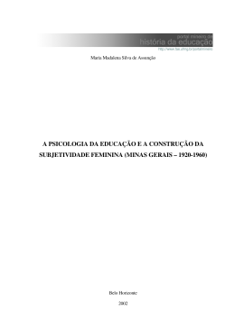 a psicologia da educa&ccedil;&atilde;o e a constru&ccedil;&atilde;o da subjetividade feminina