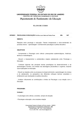 Psicologia e Educa&ccedil;&atilde;o