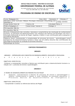 Psicologia e Educa&ccedil;&atilde;o II - Unifal-MG