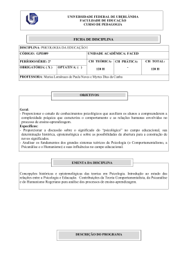 Psicologia da Educa&ccedil;&atilde;o 1 - Universidade Federal de Uberl&acirc;ndia