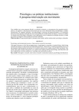 Psicologia e as práticas institucionais: A pesquisa