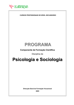 PROGRAMA Psicologia e Sociologia
