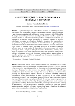 AS CONTRIBUI&Ccedil;&Otilde;ES DA PSICOLOGIA PARA A EDUCA&Ccedil;&Atilde;O