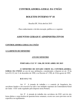 Edi&ccedil;&atilde;o n&ordm; 18, de 30 de abril de 2015 - Controladoria