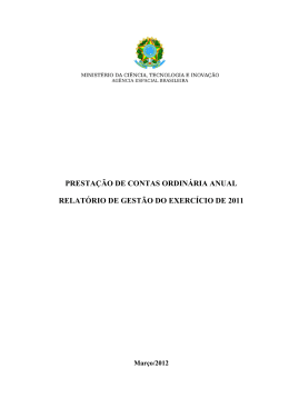 Relatório de Gestão 2011 - Agência Espacial Brasileira