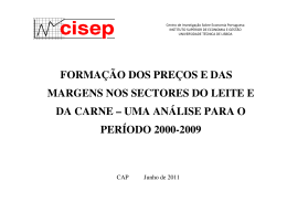 Evolução das margens brutas da carne de ovino em cada sector
