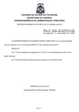 00010/2015 - ICMS - Governo do Estado do Tocantins