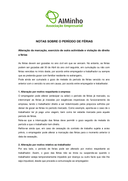 GOZO DO PER&Iacute;ODO DE F&Eacute;RIAS