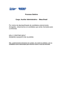 Processo Seletivo Cargo: Auxiliar Administrativo – Mesa Brasil Por