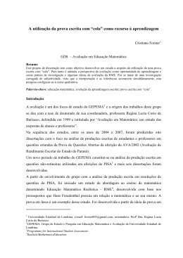 A utiliza&ccedil;&atilde;o da prova escrita com &ldquo;cola&rdquo; como recurso &agrave; aprendizagem