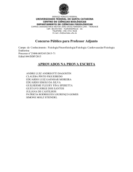 Aprovados na Prova Escrita - Departamento de Ci&ecirc;ncias Fisiol&oacute;gicas