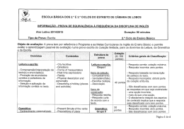 Tipo da Prova: Escrita Ano Letivo 2014/2015
