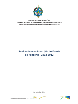 (pib) do estado de rond&ocirc;nia