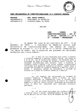 ADC 19 &ndash; Decis&atilde;o liminar do ministro Marco Aur&eacute;lio Mello