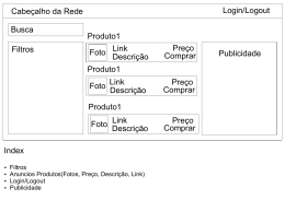 Cabeçalho da Rede Login/Logout Busca Filtros Produto1 Preço