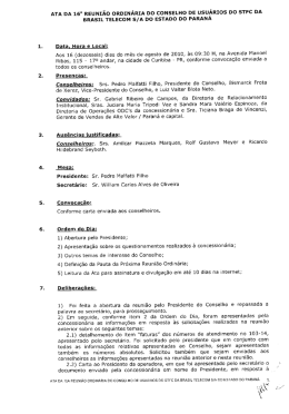 ATA DA 16a REUNIÃO oRoINÁRIA oo coNsELHo oE usuARIos Do