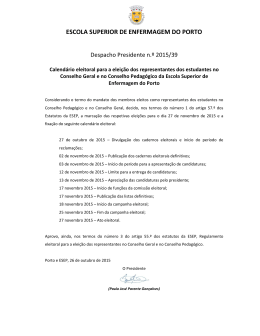 Despacho Presidente n.&ordm; 2015/39 - Calend&aacute;rio eleitoral para a
