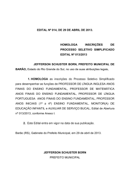edital n&ordm; 014, de 29 de abril de 2013. homologa inscri&ccedil;&otilde;es de