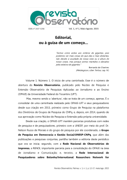 Editorial, ou &agrave; guisa de um come&ccedil;o
