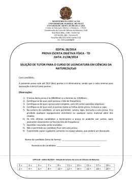 Prova Escrita Objetiva F&iacute;sica - Universidade Aberta do Piau&iacute;