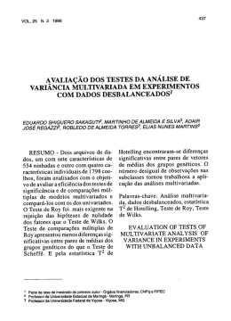 avalia&ccedil;&atilde;o dos testes da an&aacute;lise de variancia multivariada em