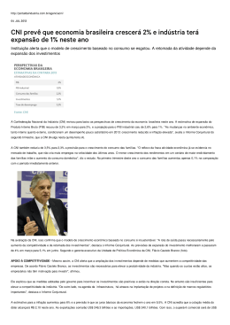 CNI prevê que economia brasileira crescerá 2