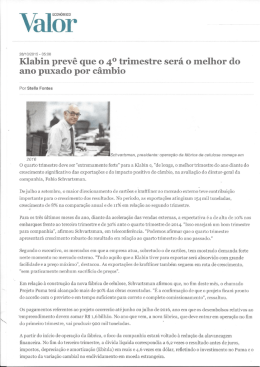 Klabin prevê que o 4º trimestre será o melhor do ano