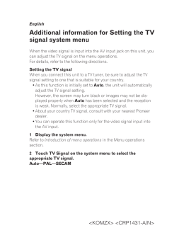Additional information for Setting the TV signal system menu