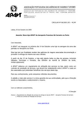 A APAVT vai inaugurar no pr&oacute;ximo dia 14 de Outubro uma loja na