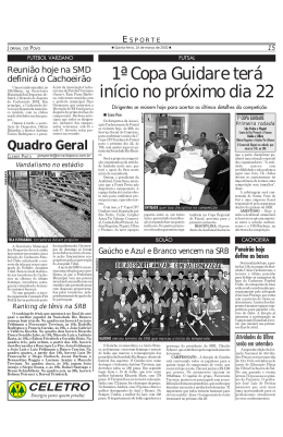 1&ordf; Copa Guidare ter&aacute; in&iacute;cio no pr&oacute;ximo dia 22