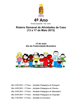4&ordm; Ano - Roteiro de Ativ. de Casa - 05Mai. - 13 a 17.05