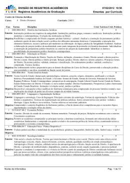 Ementas por Curr&iacute;culo DIVIS&Atilde;O DE REGISTROS