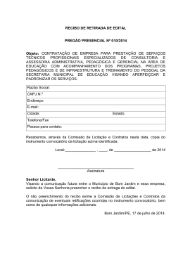 RECIBO DE RETIRADA DE EDITAL PREG&Atilde;O PRESENCIAL N&ordm; 010