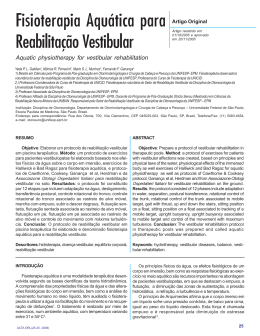 Fisioterapia Aqu&aacute;tica para Reabilita&ccedil;&atilde;o Vestibular