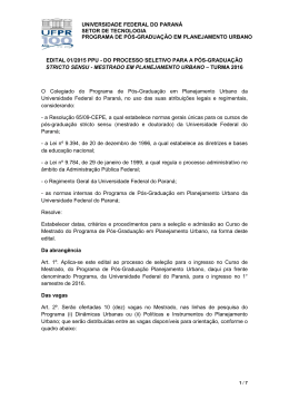 Edital de Sele&ccedil;&atilde;o - Tecnologia &ndash; UFPR