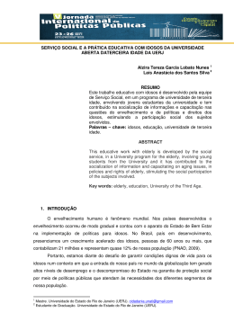 SERVI&Ccedil;O SOCIAL E A PR&Aacute;TICA EDUCATIVA COM IDOSOS DA
