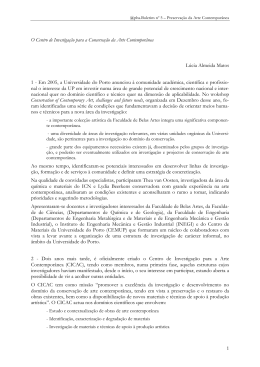 1 O Centro de Investiga&ccedil;&atilde;o para a Conserva&ccedil;&atilde;o da Arte