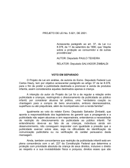PROJETO DE LEI No. 5.921, DE 2001. Acrescenta par&aacute;grafo ao art