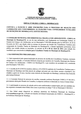 Edital n° 001/2013 - Convoca a eleição e abre inscrições.