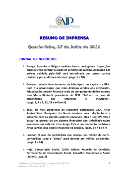 Resumo de Imprensa do dia 27 de Julho - AIP-CCI