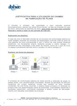 justificativa para a litiliza&ccedil;&atilde;o do chumbo na fabrica&ccedil;ao de pilhas