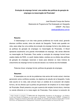 Evolu&ccedil;&atilde;o do emprego formal: uma an&aacute;lise das pol&iacute;ticas de gera&ccedil;&atilde;o