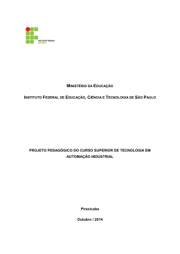 PROJETO PEDAG&Oacute;GICO DO CURSO SUPERIOR DE - IFSP-PRC