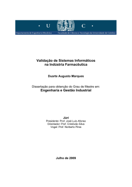 Valida&ccedil;&atilde;o de Sistemas Inform&aacute;ticos na Ind&uacute;stria