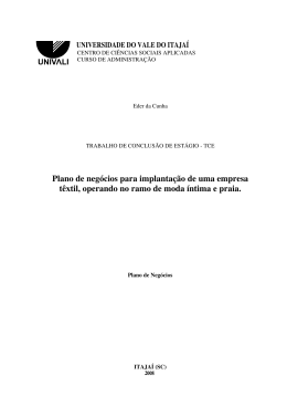 Plano de neg&oacute;cios para implanta&ccedil;&atilde;o de uma empresa t&ecirc;xtil