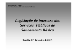 Legislação de interesse dos Serviços Públicos de Saneamento Básico
