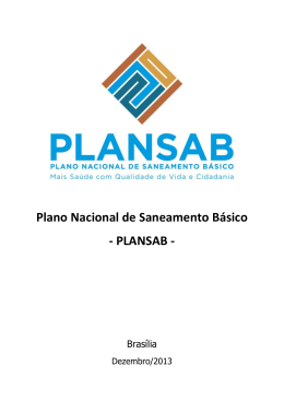Plano Nacional de Saneamento B&aacute;sico - PLANSAB -