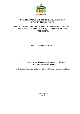 universalização do saneamento básico utopia ou realidade