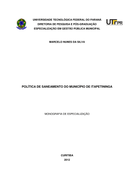 pol&iacute;tica de saneamento do munic&iacute;pio de itapetininga