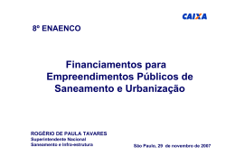 Financiamentos para Empreendimentos P&uacute;blicos de Saneamento e